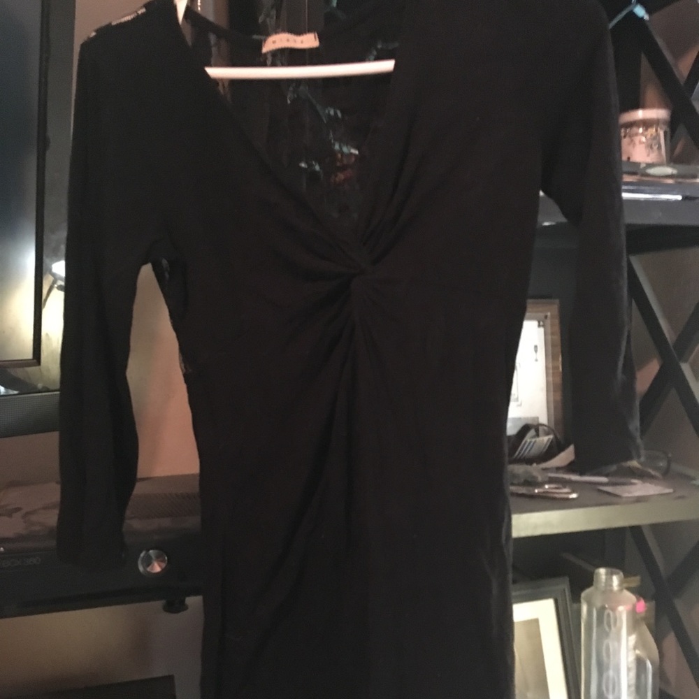 Black Twisted Lace Back Bodycon Tunic